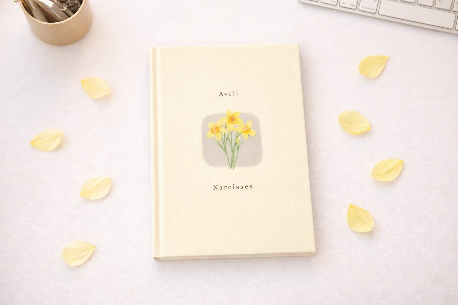 carnet jaune narcisses fleurs